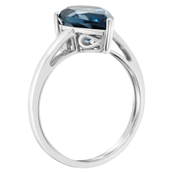 12x8mm Pear Shape London Blue Topaz Rhodium Over Sterling Silver Ring