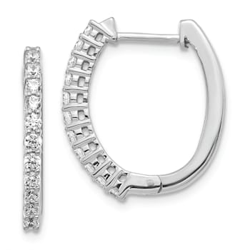 Rhodium Over 14K White Gold Lab Grown Diamond SI1/SI2, G H I, Hinged
Hoop Earrings