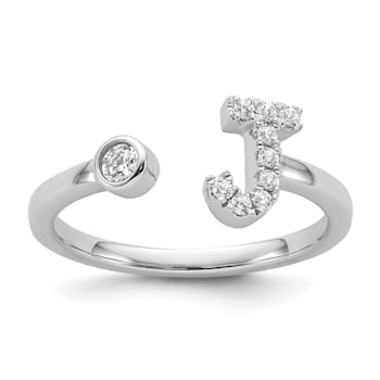 Rhodium Over 14K White Gold Lab Grown Diamond VS/SI GH, Initial J
Adjustable Ring