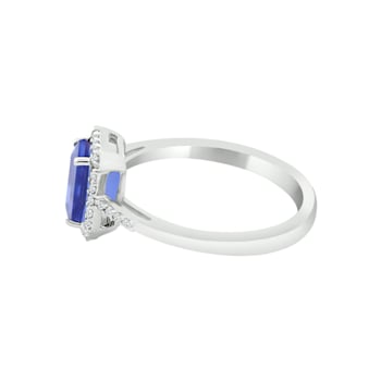 14K White Gold Octagon Tanzanite and Diamond Ring, 1.51ctw
