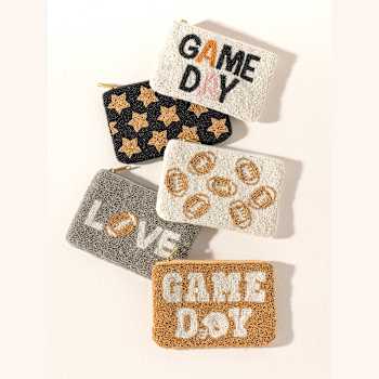 Shiraleah "LOVE" Glass Beaded Zip Pouch, Silver Color