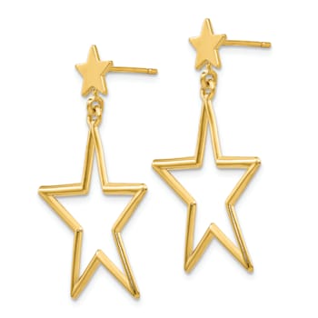 14k Yellow Gold Star Dangle Earrings