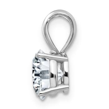 Rhodium Over 14K Gold 1.50 ct. 7.5mm Round D E F Pure Light Moissanite
Solitaire Pendant with Chain