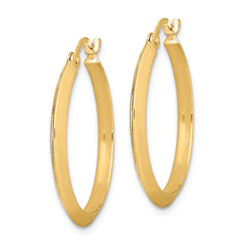 14k Yellow Gold Polished 1.02" Hoop Earrings