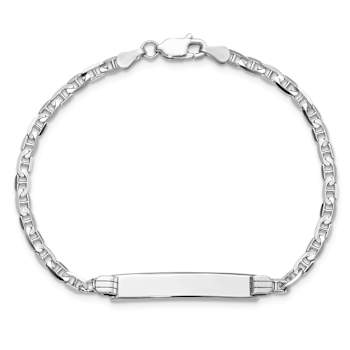 Rhodium Over 14k White Gold Mariner Link ID Bracelet