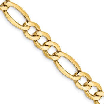 14k Yellow Gold 7.3mm Figaro Link 24 Inch Chain