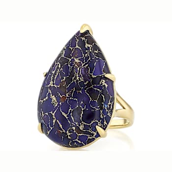 Purple Turquoise Large Oval Solitaire Ring In 18K Gold Over Sterling
Silver 30x20mm