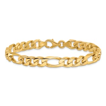14K Yellow Gold 8mm Hand-Polished Figaro Link Bracelet