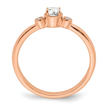 14K Rose Gold Petite Beaded Edge Round Diamond Ring 0.24ctw