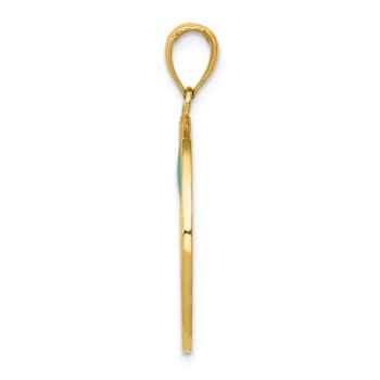 14k Yellow Gold Textured Enameled Tree of Life Pendant