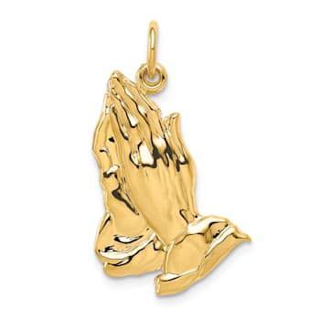 14k Yellow Gold Praying Hands Pendant