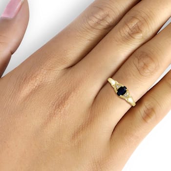 Black Sapphire 14K Gold Over Sterling Silver Ring 0.56ctw