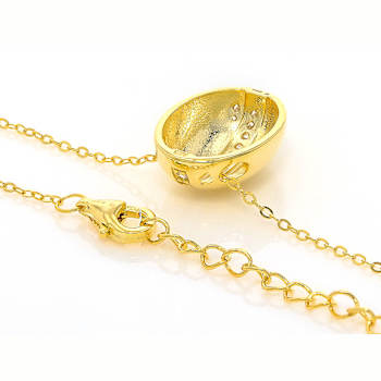 Small Dome Pendant With CZ In 18K Gold Over Sterling Silver