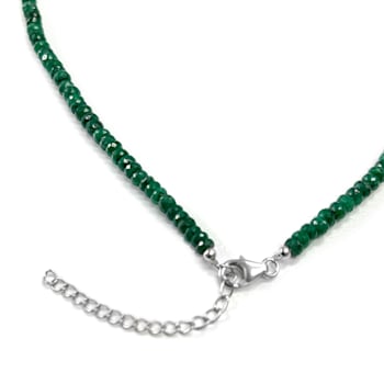 Emerald Beaded Sterling Silver Necklace 75.00ctw