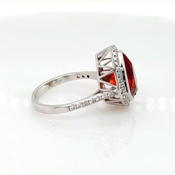 6.65 Cts Rhodochrosite and 0.45 Cts White Diamond Ring in 14K WG