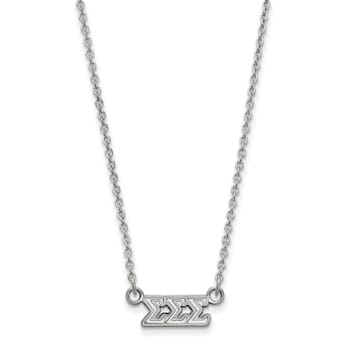 Rhodium Over Sterling Silver LogoArt Sigma Sigma Sigma Extra Small
Pendant Necklace