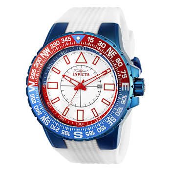 Invicta Aviator 52mm White Dial Silicone Band Quartz Watch