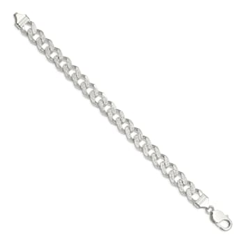 Sterling Silver 10.5mm Pavé Curb Chain Bracelet