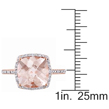 3.90ctw Morganite And Diamond 14k Rose Gold Halo Ring