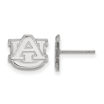 Rhodium Over Sterling Silver  LogoArt Auburn University Extra Small Post Earrings