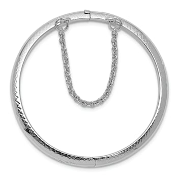 Rhodium Over Sterling Silver Polished and Diamond-cut 4mm with Safety
Hinged Children's Bangle