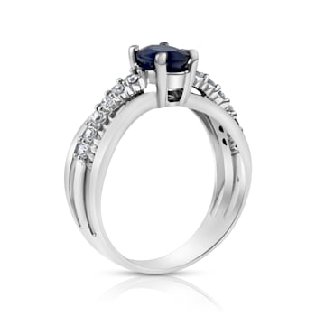 1.00ctw Sapphire and Diamond Ring in 14k White Gold