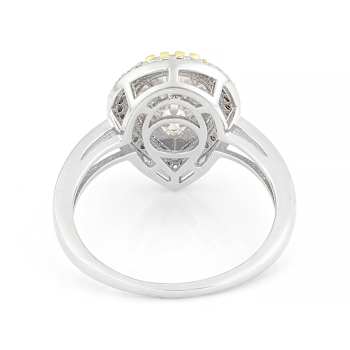 Pear And Round Moissanite Two-Tone Ring In 14K Gold Over Sterling Silver