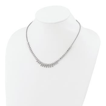 Rhodium Over Sterling Silver Polished Fancy Cubic Zirconia Necklace