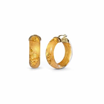 14K Yellow Gold Over Sterling Silver Mini Gold Leaf Acrylic Hoops in
Golden Nugget