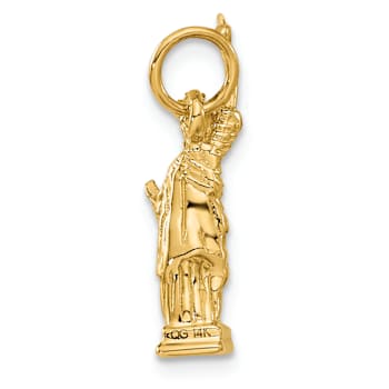 14k Yellow Gold Textured Statue Of Liberty Charm Pendant