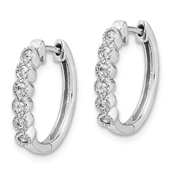 Rhodium Over 14K White Gold Lab Grown Diamond Hinged Hoop Earrings