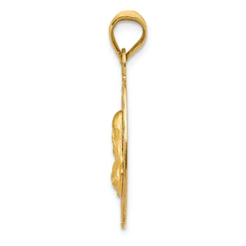 14K Yellow Gold with Rose and White Rhodium Diamond-cut Sagrado Corazon
Oval Pendant