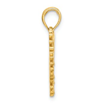 14k Yellow Gold Polished Floral Heart Pendant
