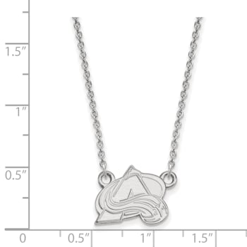 Rhodium Over Sterling Silver NHL LogoArt Colorado Avalanche Pendant Necklace