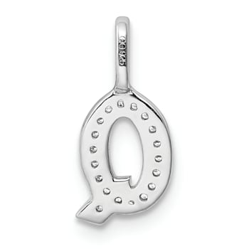 14K White Gold Diamond Letter Q Initial Pendant