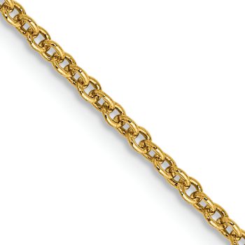 14k Yellow Gold 1.6mm Solid Round Open Link Cable 30 Inch Chain