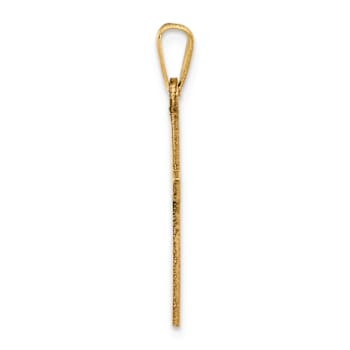 14k Yellow Gold Solid Laser Designed Cross Pendant