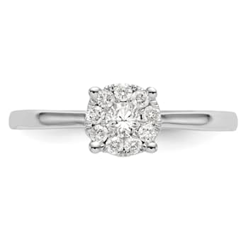 Rhodium Over 14K White Gold Lab Grown Diamond Cluster Engagement Ring 0.235ctw