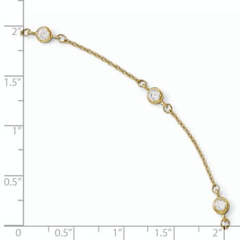 14K Yellow Gold CZ Polished with 1-inch Extension Anklet
