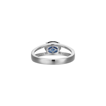Lab Created Blue Sapphire And White Cubic Zirconia Platinum Over
Sterling Silver Ring 1.72ctw