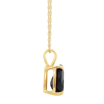 7x5mm Pear Shape Sapphire 14k Yellow Gold Pendant With Chain