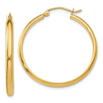 14k Yellow Gold Polished 1 3/16" Hoop Earrings