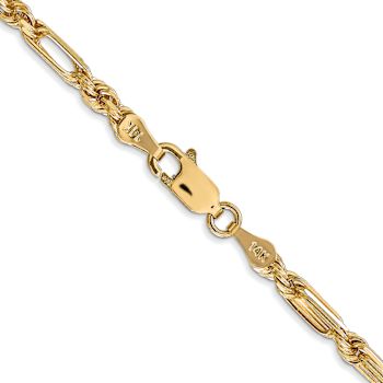 14k Yellow Gold 3mm Diamond-Cut Solid Milano Rope 18 Inch Chain