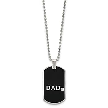 Stainless Steel Black Ion Plated DAD 8.75-inch Bracelet and 24-inch
Necklace Set