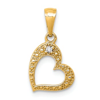 10k Yellow Gold Diamond Heart Pendant