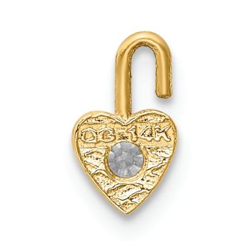 14K Yellow Gold Diamond Simulant Birthstone Heart Charm