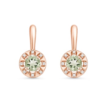 Green Prasiolite 14K Rose Gold Over Sterling Silver Round Drop Earrings