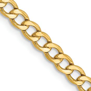 14k Yellow Gold 2.85mm Curb Link 26 Inch Chain