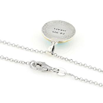 Turquoise Two-Tone Pendant Necklace In 14K Gold Over Sterling Silver
