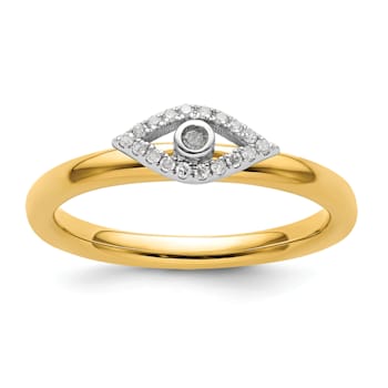 14K Yellow Gold Over Sterling Silver Stackable Expressions Evil Eye
Diamond Ring 0.087ctw